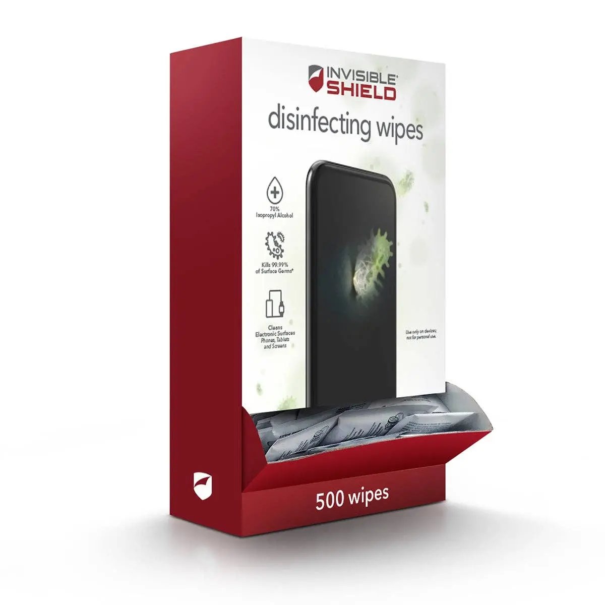 ZAGG InvisibleShield® Disinfecting Wipes – Αντιβακτηριδιακά Μαντηλάκια με 70% Ισοπροπυλική Αλκοόλη 500τμχ – PhoneBazaar