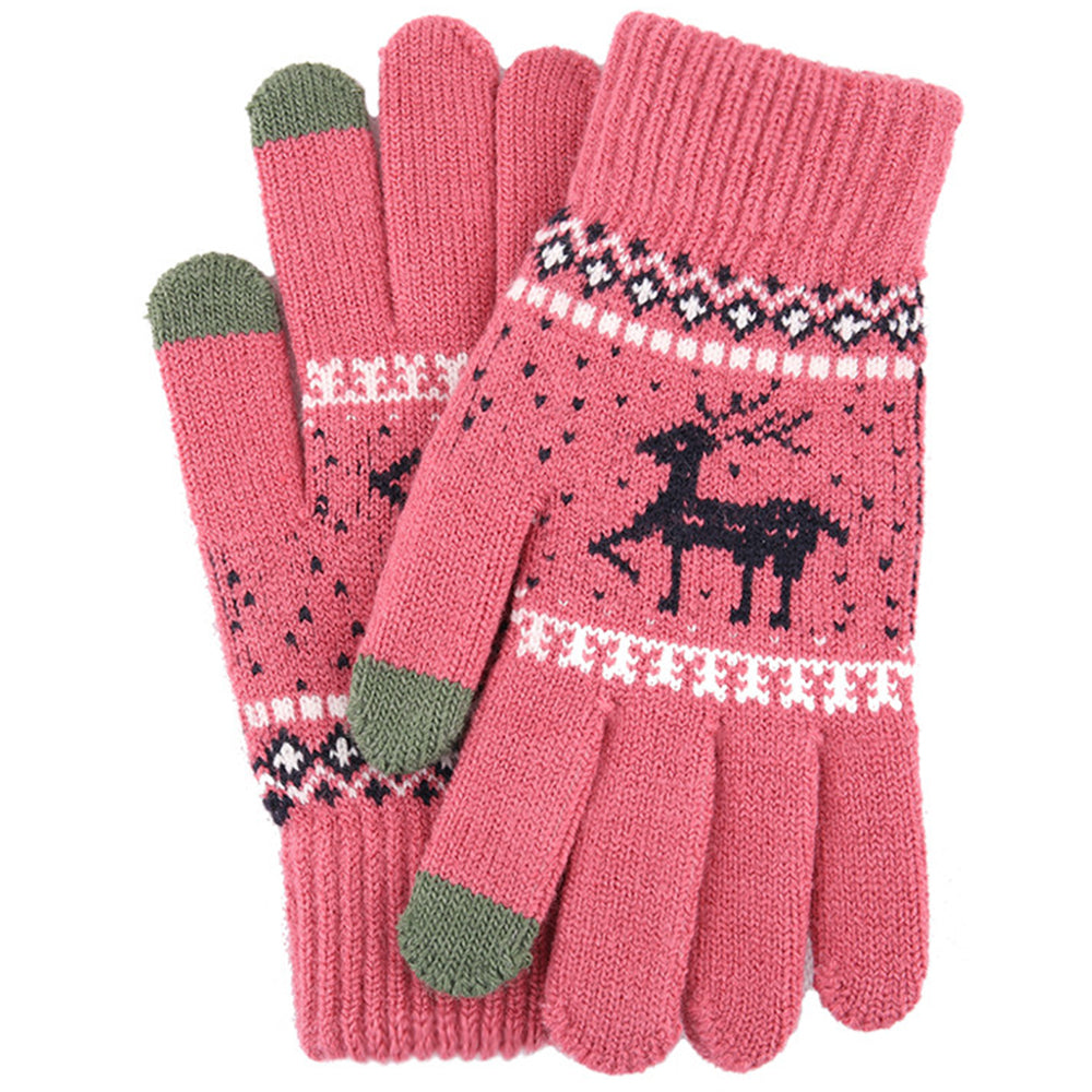 Techsuit - Touchscreen Gloves Raindeer (ST0002) - Wool - Dark Pink