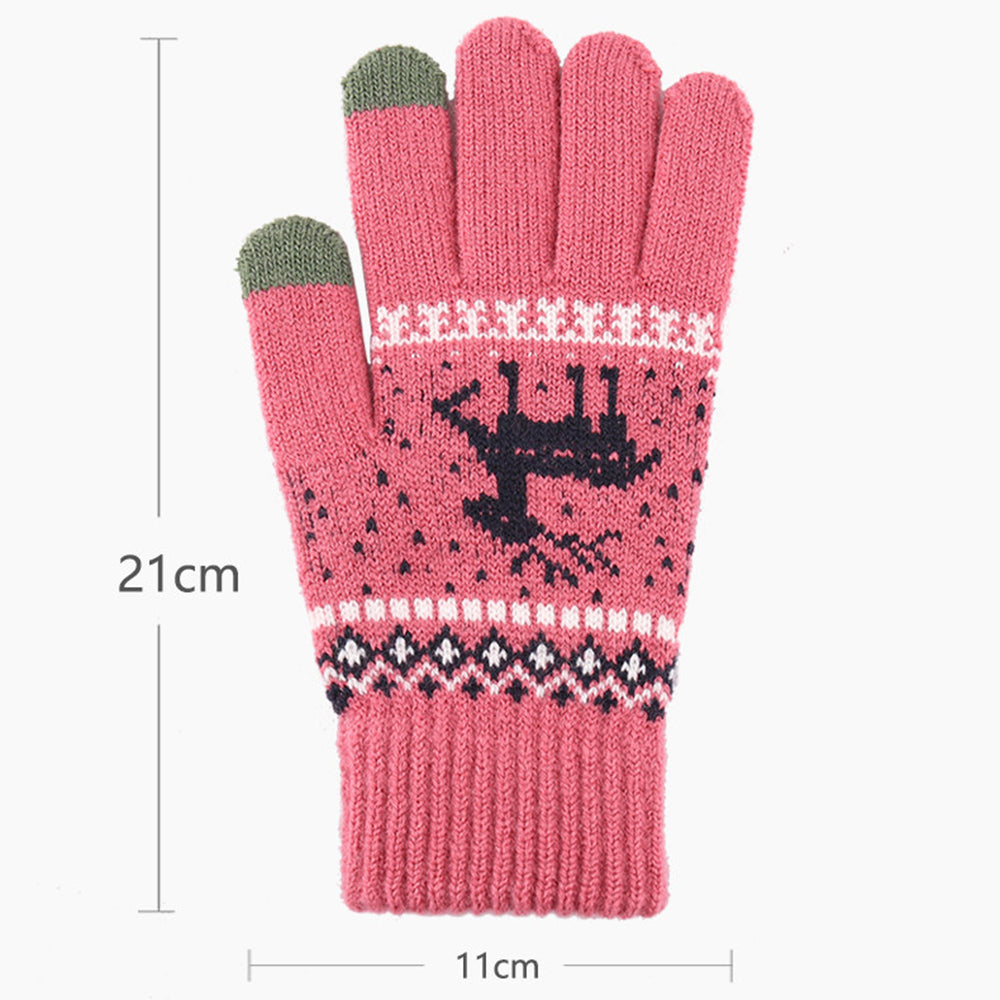 Techsuit - Touchscreen Gloves Raindeer (ST0002) - Wool - Dark Pink