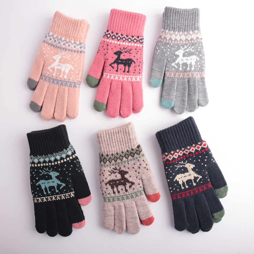 Techsuit - Touchscreen Gloves Raindeer (ST0002) - Wool - Dark Pink