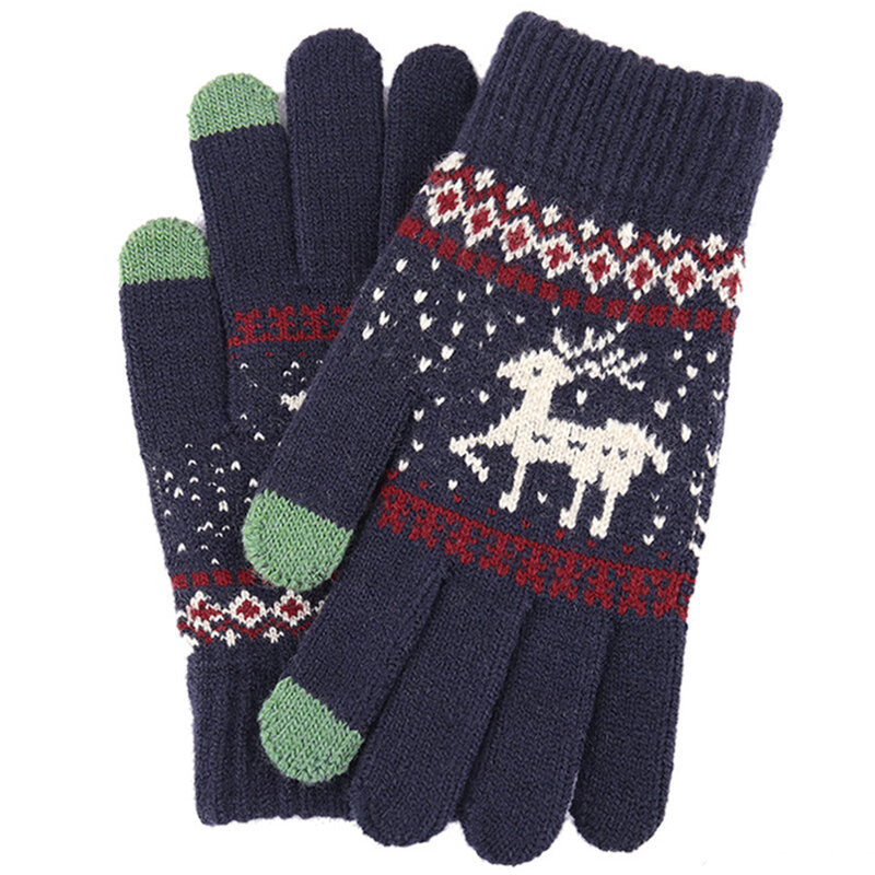Techsuit - Touchscreen Gloves Raindeer (ST0002) - Wool - Blue