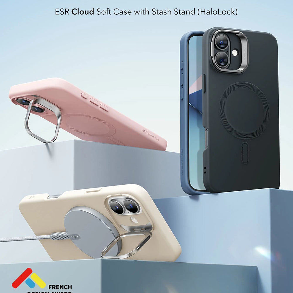 ESR - Cloud Soft HaloLock Kickstand - iPhone 16 Plus - Light Tan