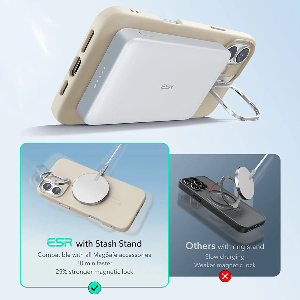 ESR - Cloud Soft HaloLock Kickstand - iPhone 16 Plus - Light Tan