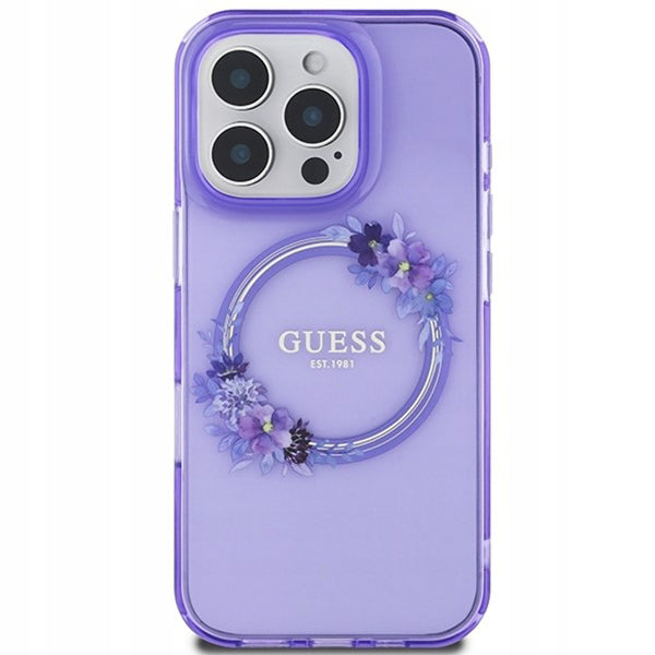 Guess Magsafe “Flower Wreath” Hard Case Θήκη προστασίας από σκληρό πλαστικό – iPhone 16 Pro (Μωβ – GUHMP16LHFWFCU)