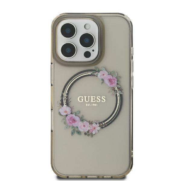 Guess Magsafe “Flower Wreath” Hard Case Θήκη προστασίας από σκληρό πλαστικό – iPhone 16 Pro (Μαύρο – GUHMP16LHFWFCK)