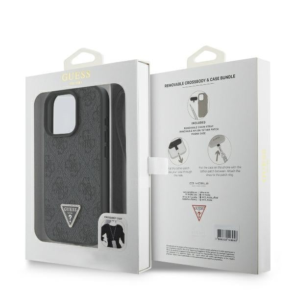 Guess “Metal Logo Strass Collection” Case Θήκη προστασίας Crossbody από δερματίνη– iPhone 16 Pro (Μαύρο – GUHCP16LP4TDSCPK)