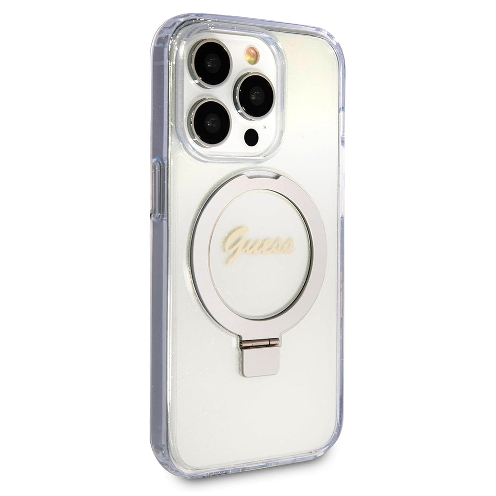 Guess MagSafe Ring Stand Glitter Hard Case Θήκη προστασίας από σιλικόνη – iPhone 15 Pro Max (Διάφανη – GUHMP15XHRSGSD)
