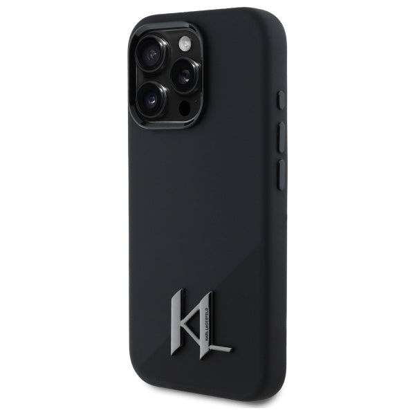 Karl Lagerfeld MagSafe Shadow Metal Initial Logo Silicone Case Θήκη προστασίας από σιλικόνη – iPhone 16 Pro (Μαύρο – KLHMP16LSCMKMPCK)