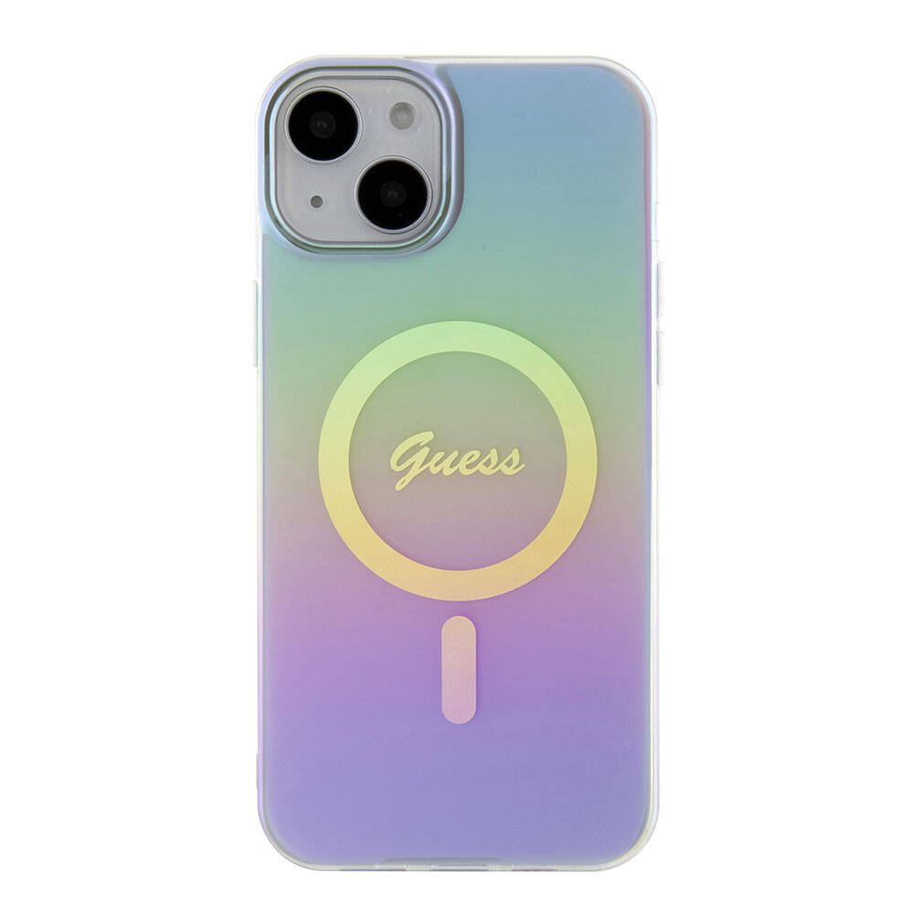 Guess Iridescent Magsafe Case Πολύχρωμη θήκη προστασίας από σκληρό πλαστικό – iPhone 15 (Rainbow Purple – GUHMP15SHITSU)