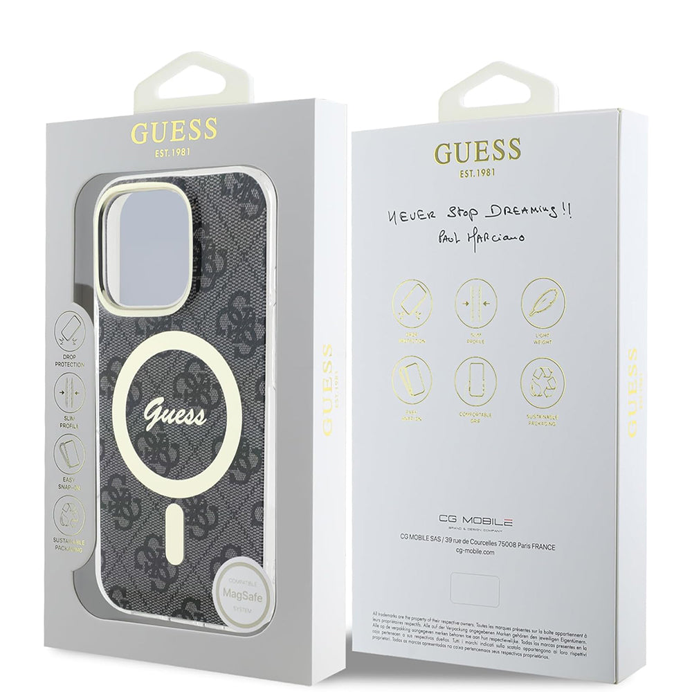 Guess Magsafe “4G Logο” Hard Case Ημιδιάφανη Θήκη προστασίας από σκληρό πλαστικό – iPhone 16 Pro (Διάφανο/Μαύρο – GUHMP16LH4STK)