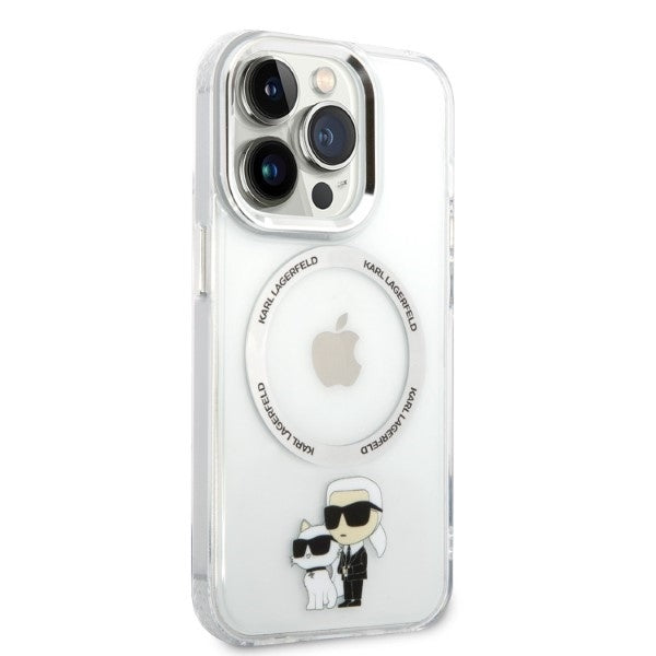 Karl Lagerfeld IML NFT Back Cover Hard Case Karl & Choupette Διάφανη θήκη προστασίας με ενσωματωμένο δαχτυλίδι MagSafe – iPhone 14 Pro (Clear/Grey)