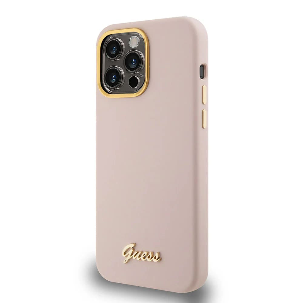 Guess “Vintage Script Gold Logo Collection” Σκληρή Θήκη προστασίας από σιλικόνη – Apple iPhone 15 Pro (Ροζ – GUHCP15LSMBSLP)