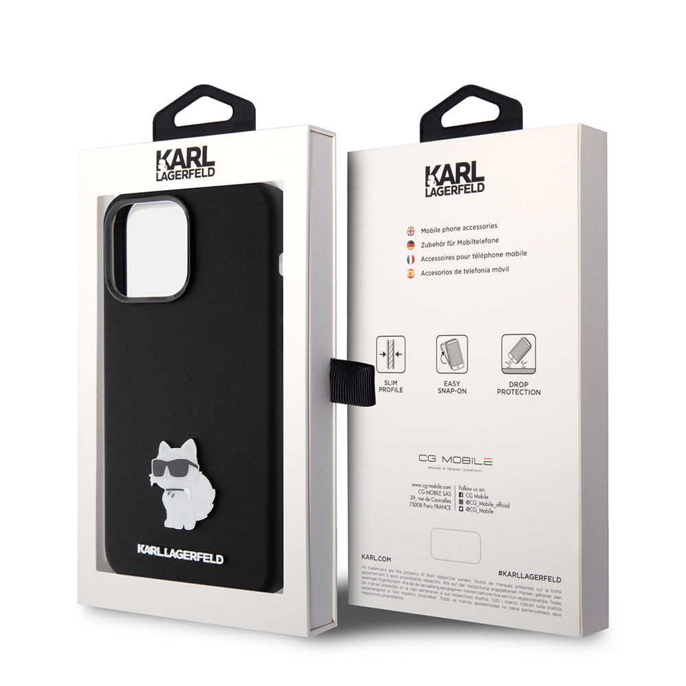 Karl Lagerfeld Choupette Metal Pin Hard Case Θήκη προστασίας από σιλικόνη – iPhone 15 Pro Max (Black – KLHCP15XSMHCNPK)