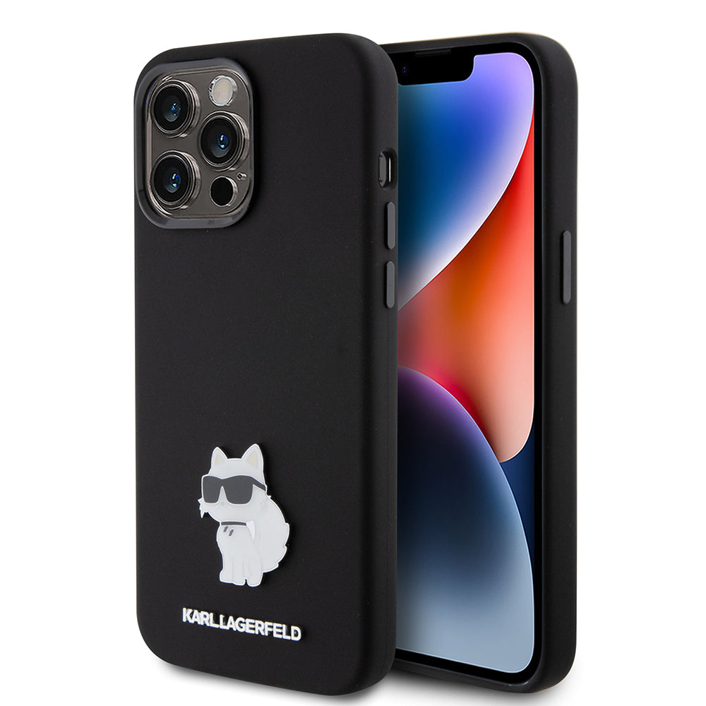 Karl Lagerfeld Choupette Metal Pin Hard Case Θήκη προστασίας από σιλικόνη – iPhone 15 Pro Max (Black – KLHCP15XSMHCNPK)