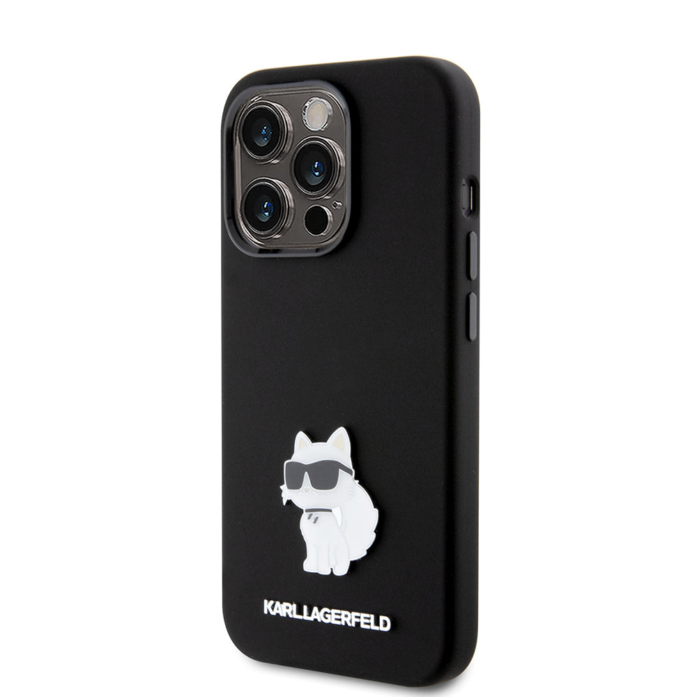 Karl Lagerfeld Choupette Metal Pin Hard Case Θήκη προστασίας από σιλικόνη – iPhone 15 Pro (Black – KLHCP15LSMHCNPK)
