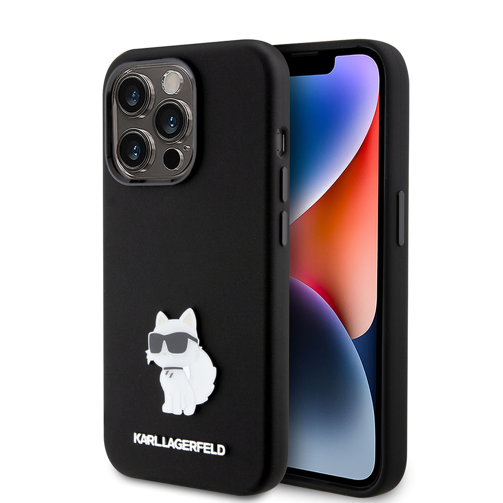 Karl Lagerfeld Choupette Metal Pin Hard Case Θήκη προστασίας από σιλικόνη – iPhone 15 Pro (Black – KLHCP15LSMHCNPK)