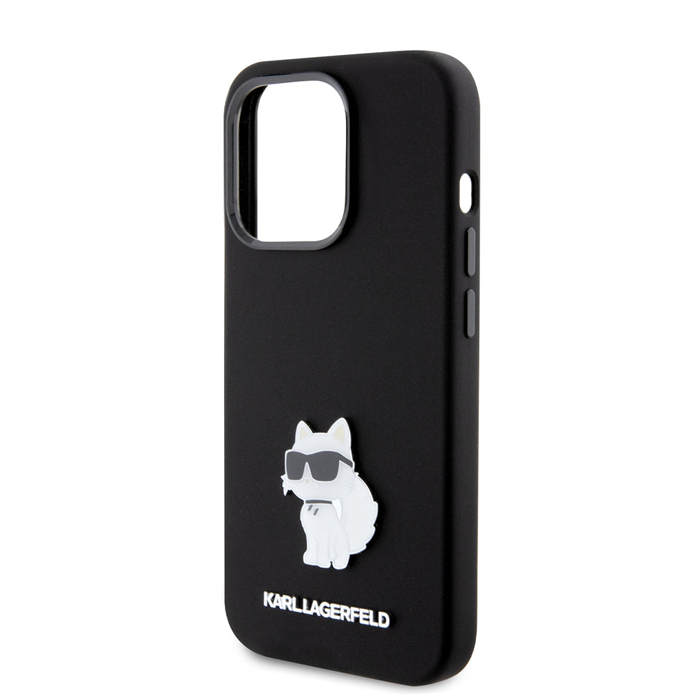 Karl Lagerfeld Choupette Metal Pin Hard Case Θήκη προστασίας από σιλικόνη – iPhone 15 Pro (Black – KLHCP15LSMHCNPK)