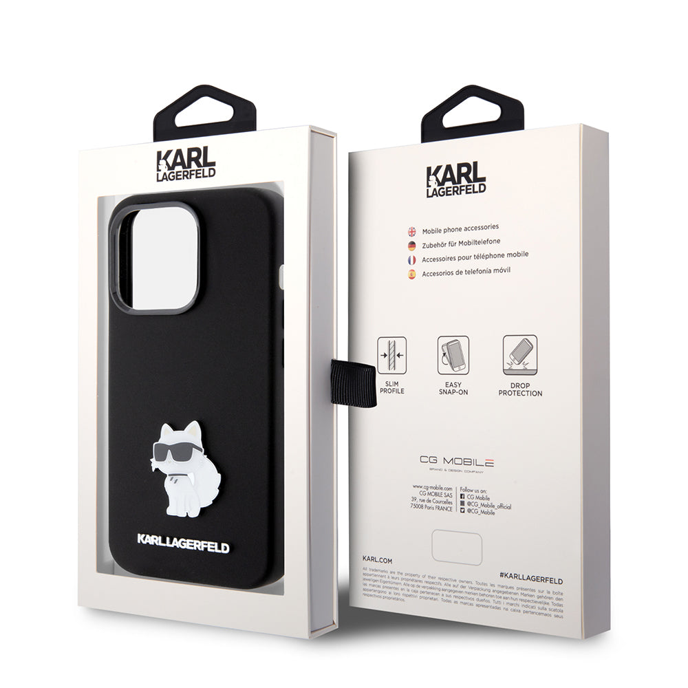 Karl Lagerfeld Choupette Metal Pin Hard Case Θήκη προστασίας από σιλικόνη – iPhone 15 Pro (Black – KLHCP15LSMHCNPK)