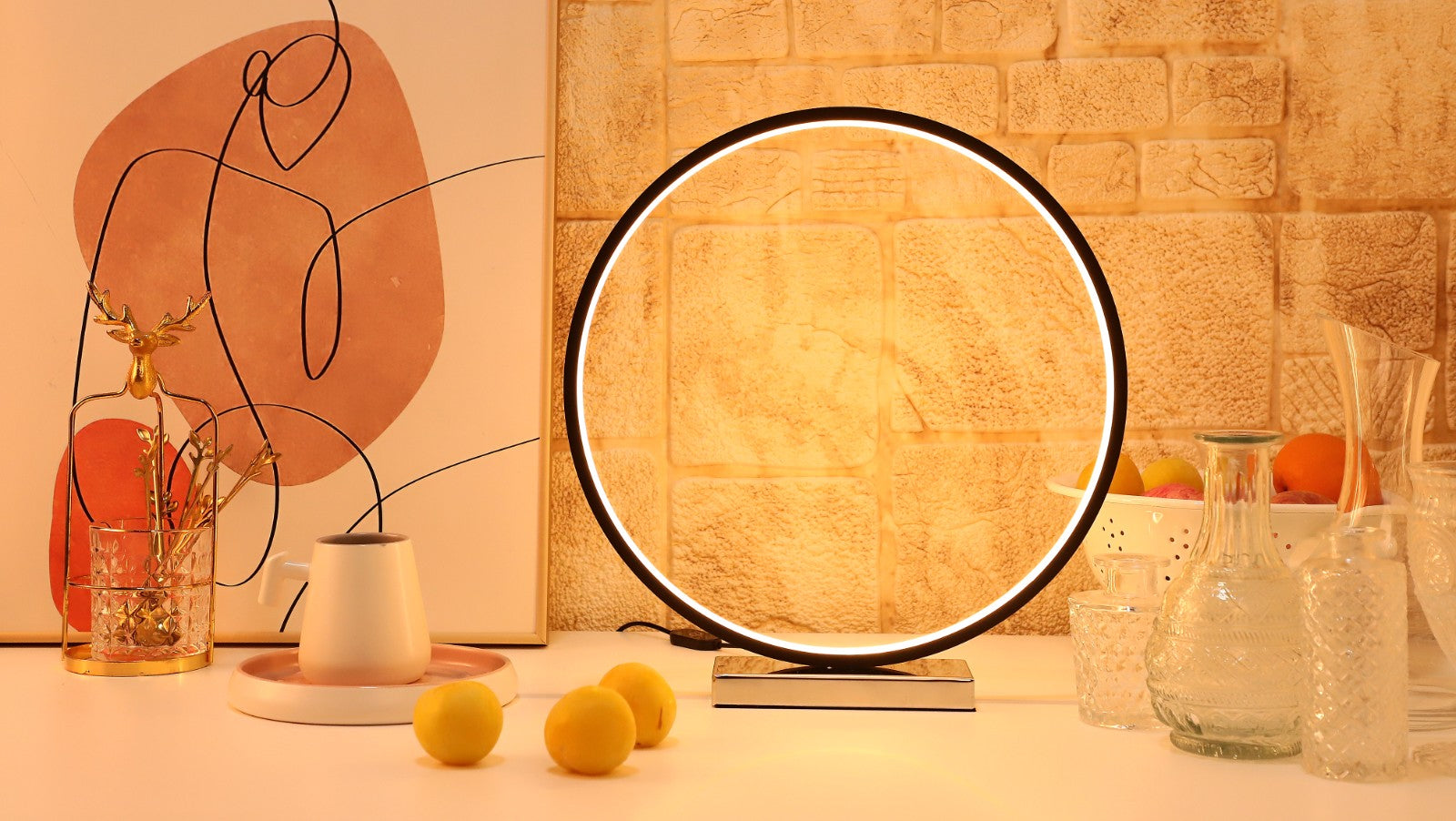 Designnest Round Table Lamp |Heng| Σφαιρική διακοσμητική λάμπα διαμέτρου 35 εκατοστών με ροοστάτη (Μαύρο)