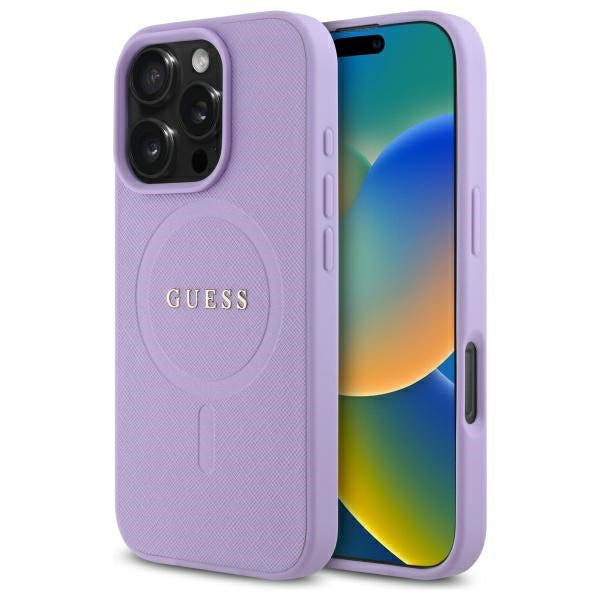 Guess Magsafe “Saffiano Collection" Hard Case Θήκη προστασίας από δερματίνη – iPhone 16 Pro Max (Μωβ – GUHMP16XPSAHMCU)