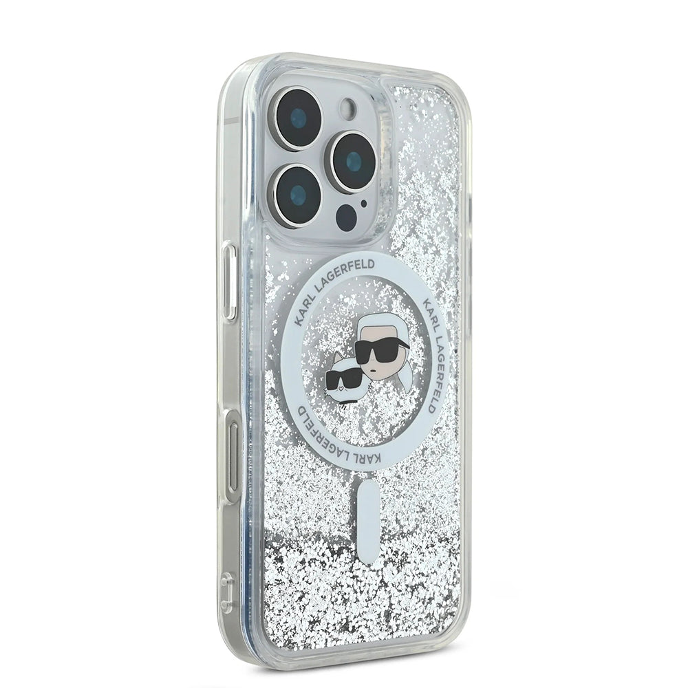 Karl Lagerfeld Magsafe Ringstand Liquid Glitter Hard Case Θήκη προστασίας από σκληρό πλαστικό – iPhone 16 Pro (Glitter Διάφανη – KLHMP16LLGKCSGH)
