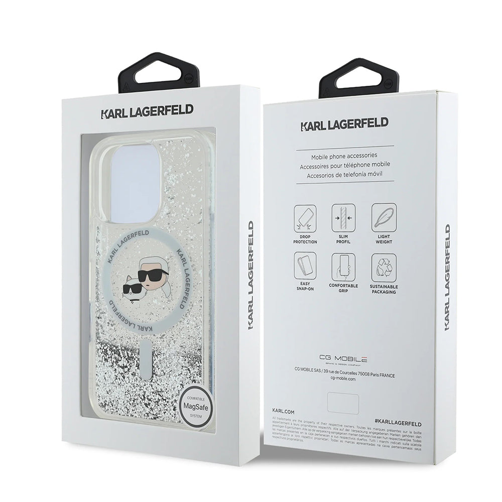 Karl Lagerfeld Magsafe Ringstand Liquid Glitter Hard Case Θήκη προστασίας από σκληρό πλαστικό – iPhone 16 Pro (Glitter Διάφανη – KLHMP16LLGKCSGH)