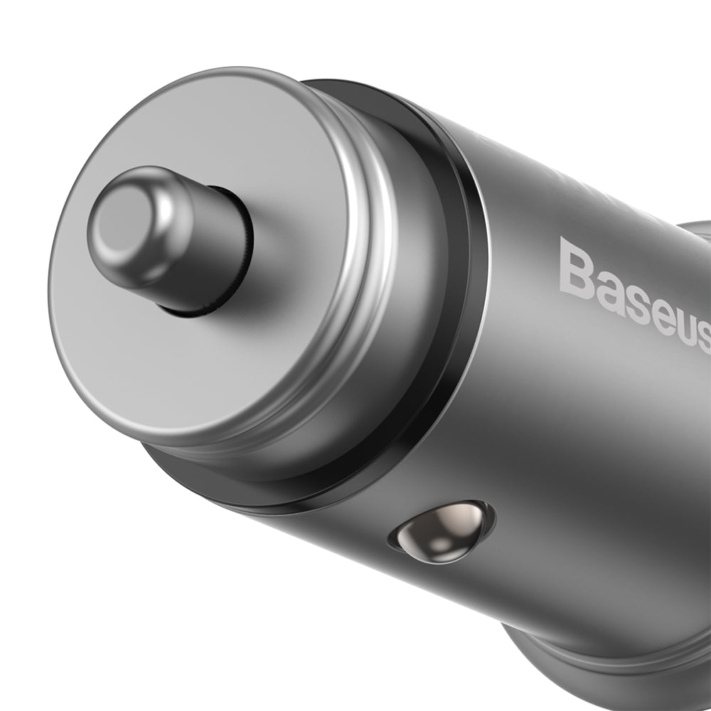 Baseus - Car Charger Circular Metal (CCALL-BS0S) - Type-C, USB, PPS 30W, Multi Protocol - Silver