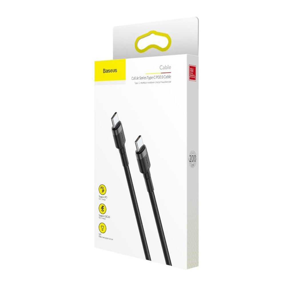 Baseus Cafule Braided USB 2.0 Cable USB-C male - USB-C 60W Γκρι 1m CATKLF-GG1