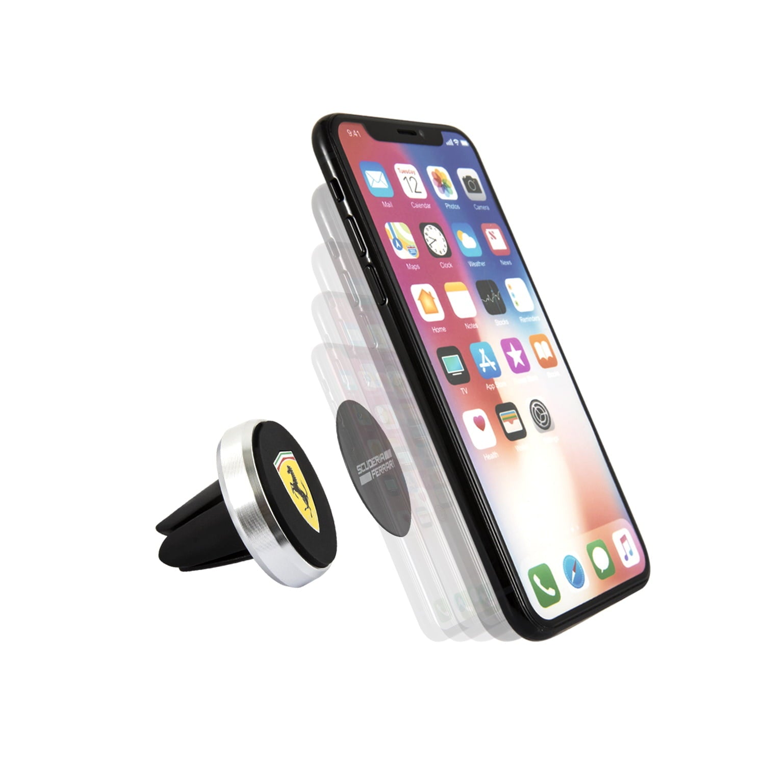 Ferrari Phone Holder Air Vent Mount Μαγνητική βάση στήριξης Smartphone αεραγωγών (Μαύρη/Ασημί)