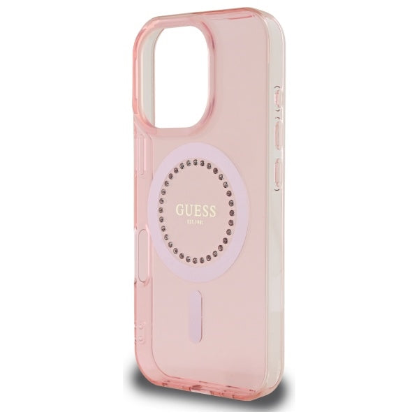 Guess Magsafe “Rhinestones” Hard Case Θήκη προστασίας από σκληρό πλαστικό – iPhone 16 Pro Max (Ροζ – GUHMP16XPFTDTEP)