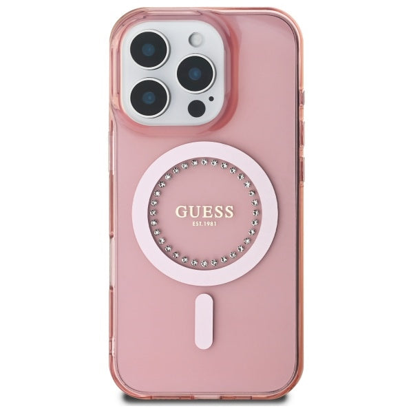 Guess Magsafe “Rhinestones” Hard Case Θήκη προστασίας από σκληρό πλαστικό – iPhone 16 Pro (Ροζ – GUHMP16LPFTDTEP)