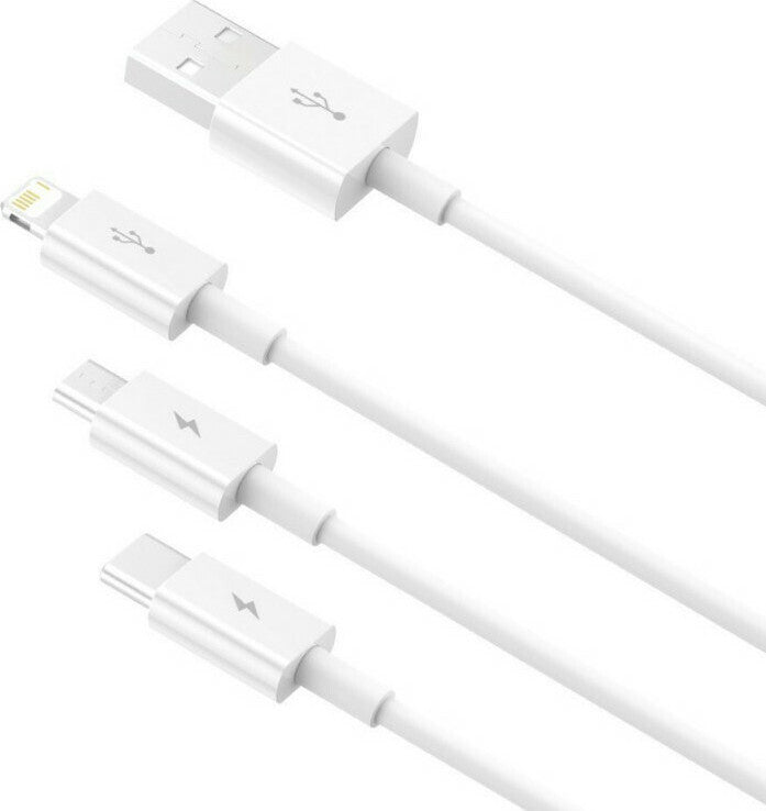 Baseus Superior Series Regular USB to Lightning / Type-C / micro USB Cable 3.5A Λευκό 1.5m (CAMLTYS-02)
