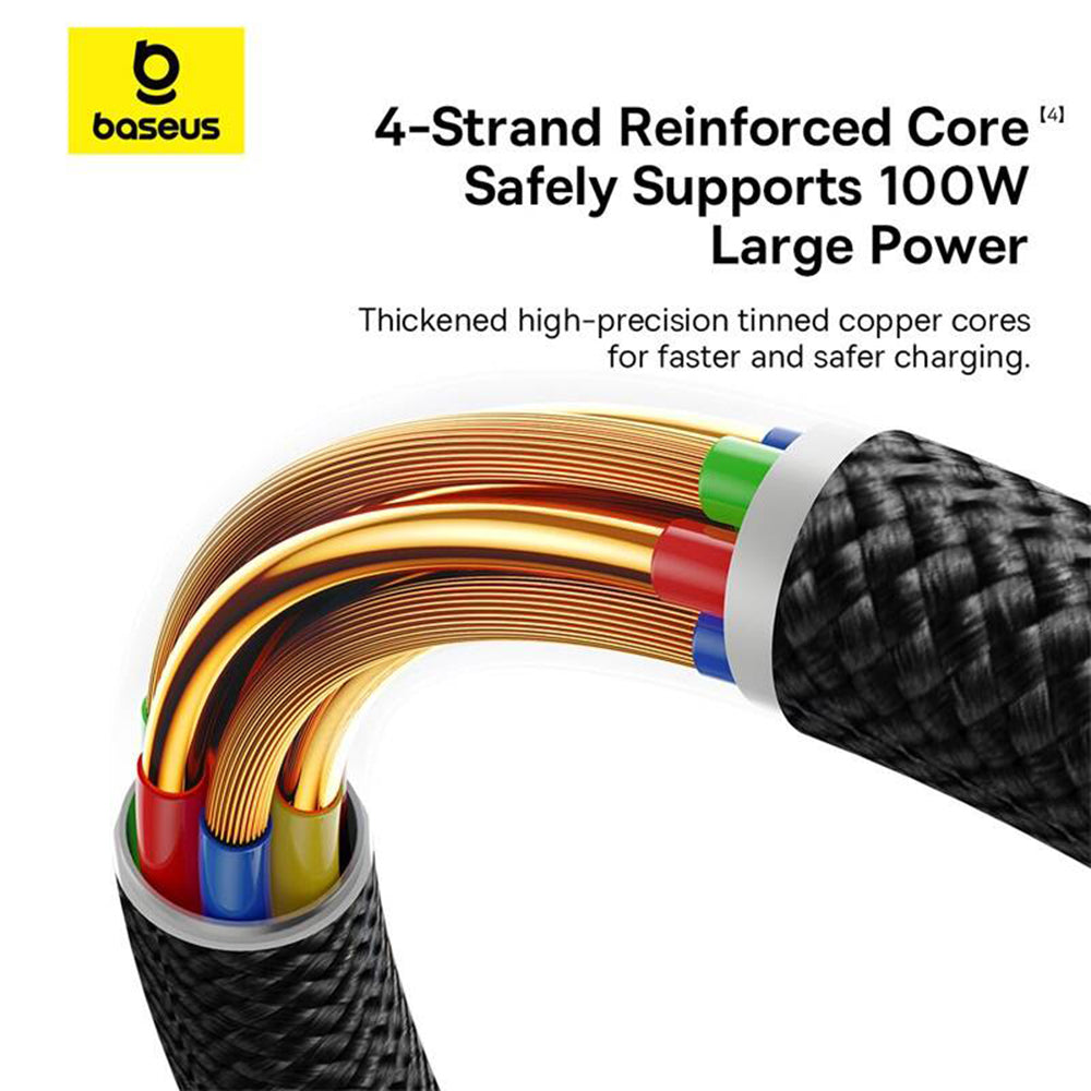 Baseus Dura USB 2.0 Cable USB-C male - USB-C 100W PD Μαύρο 1m