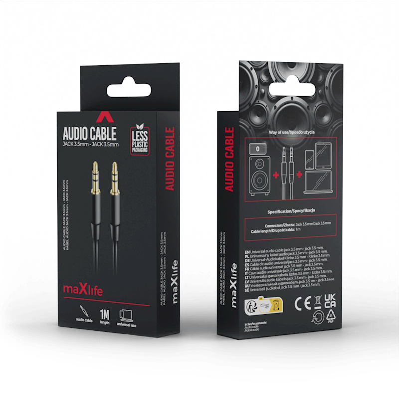 Maxlife - Jack 3.5mm to Jack 3.5mm Audio Cable - Black