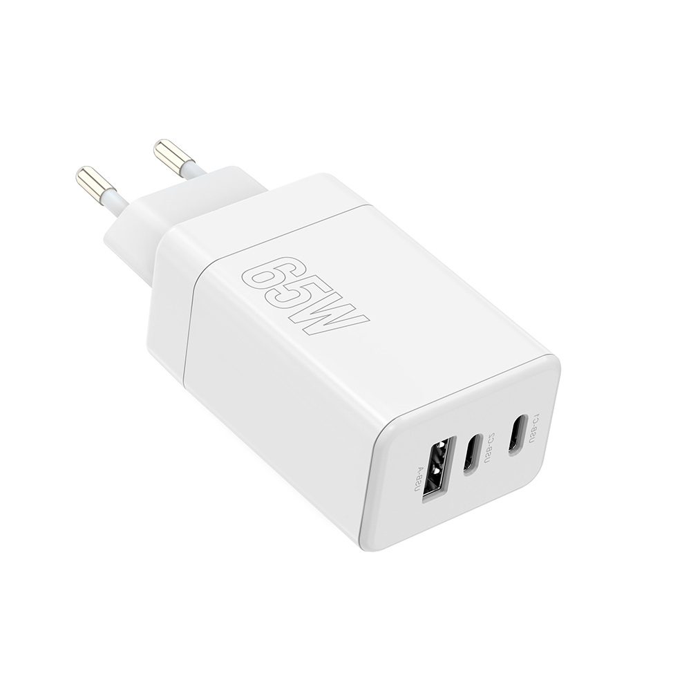 Maxlife MXTC‑08 (65ACC) Φορτιστής Επιτραπέζιος, 2× USB‑C & 1× USB‑A, 65 W – Λευκό