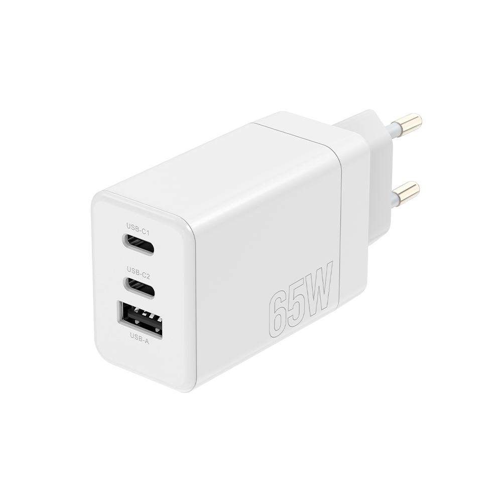 Maxlife MXTC‑08 (65ACC) Φορτιστής Επιτραπέζιος, 2× USB‑C & 1× USB‑A, 65 W – Λευκό