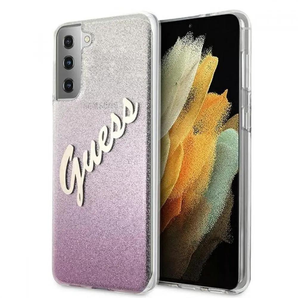 Guess Glitter Gradient Script Logo Θήκη Προστασίας Απο Σιλικόνη – Samsung Galaxy S21 (pink/glitter) – PhoneBazaar