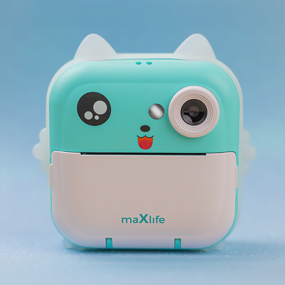 Maxlife printing camera MXPC-100 blue - Παιδική ψηφιακή φωτογραφική μηχανή στιγμιαιας εκτύπωσης σε μπλε χρώμα