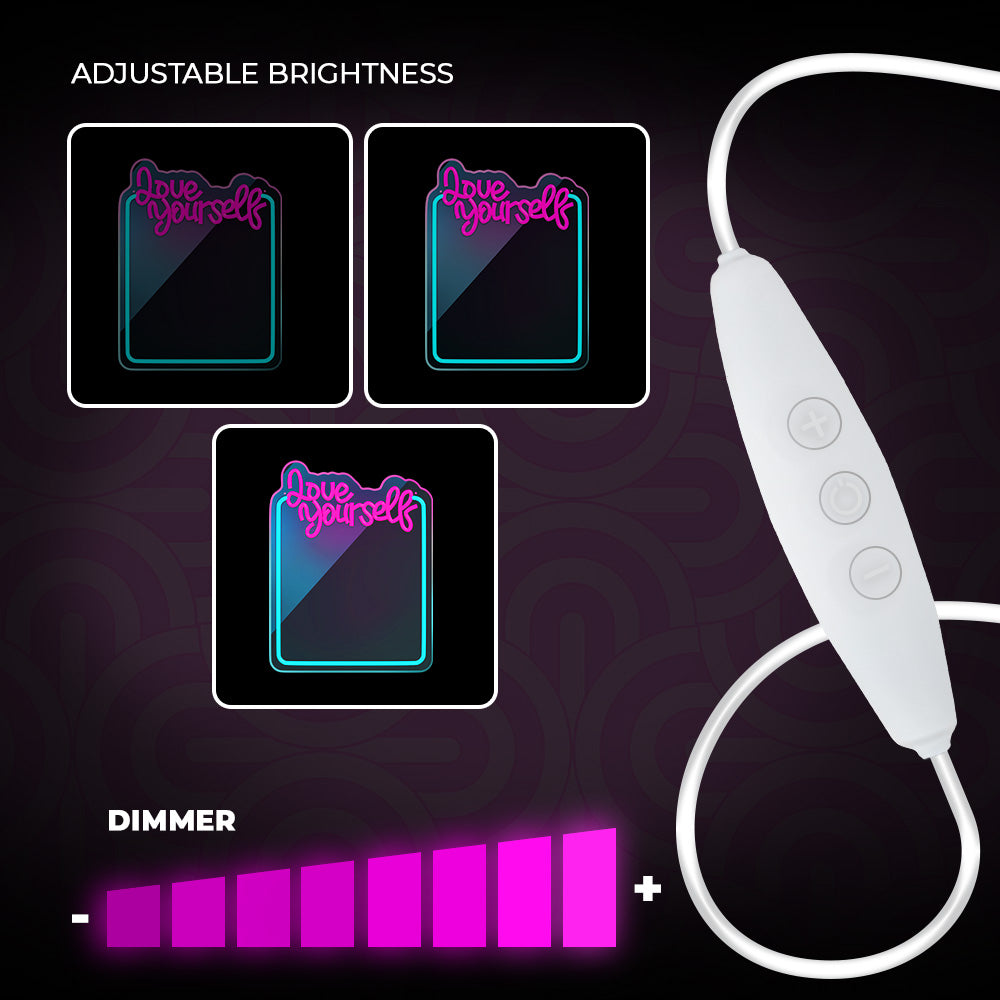 Forever Light Neon Mirror LED Love Yourself/Turquoise Pink - Διακοσμητικός Καθρέπτης με LED Neon