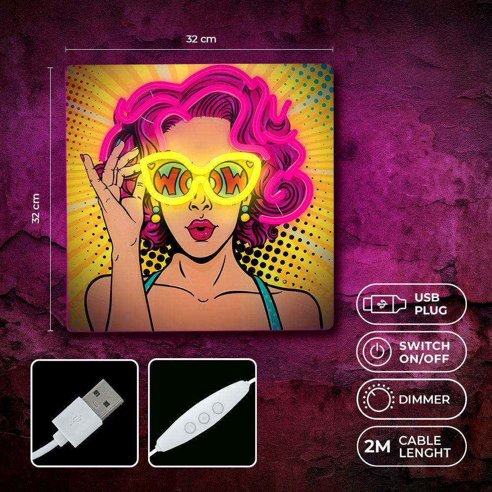 Forever Light Art LED Power Woman yellow-purple - Διακοσμητικό Φωτιστικό Neon σε Κιτρινο - Μωβ χρώμα