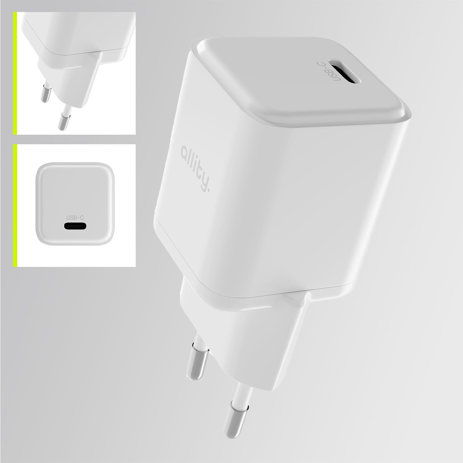 Φορτιστής τοίχου Allity GaN PD QC ATC-01-20WC 1x USB-c 20W λευκός