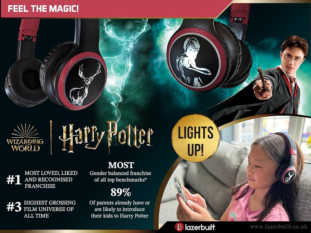 Lazerbuilt Harry Potter Light-Up Patronus Bluetooth Headphones – Ασύρματα Παιδικά Ακουστικά με Μικρόφωνο