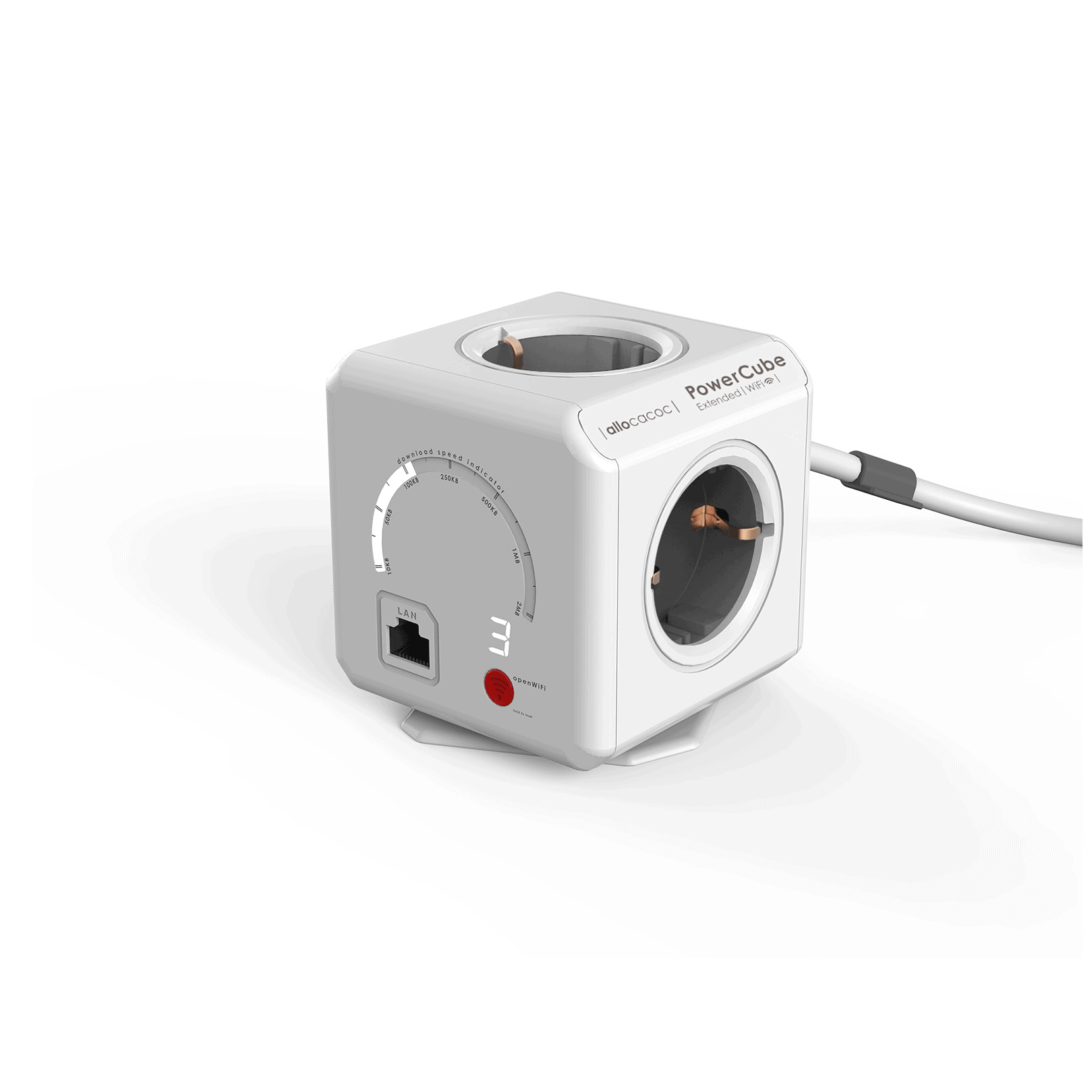 Allocacoc® PowerCube |Extended WiFi| Πολύπριζο 4 θέσεων για Γκρι για 9710/DEEXWF – PhoneBazaar