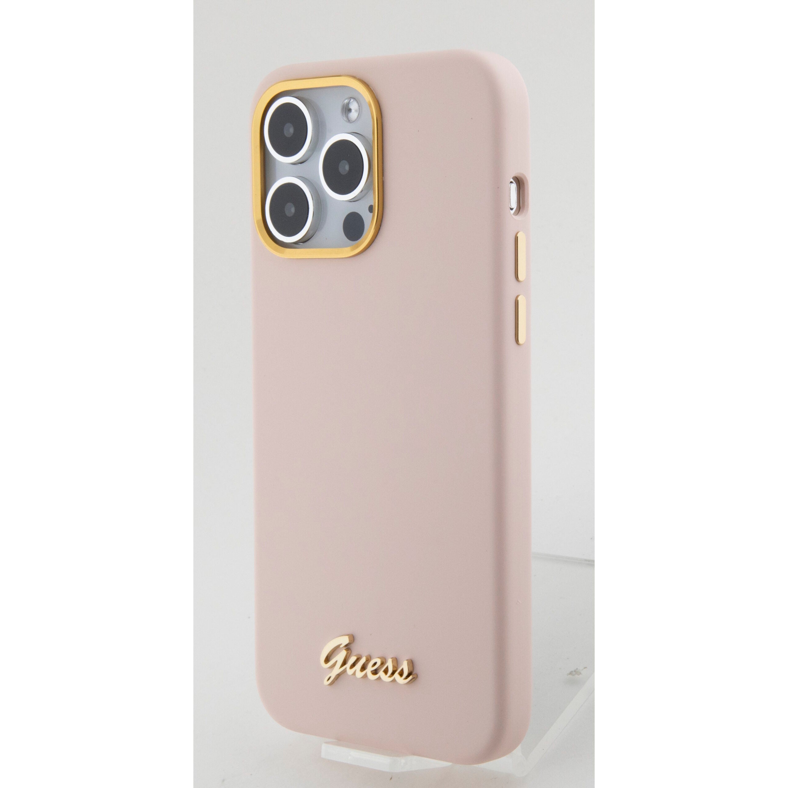 Guess “Vintage Script Gold Logo Collection” Σκληρή Θήκη προστασίας από σιλικόνη – Apple iPhone 15 Pro (Ροζ – GUHCP15LSMBSLP)