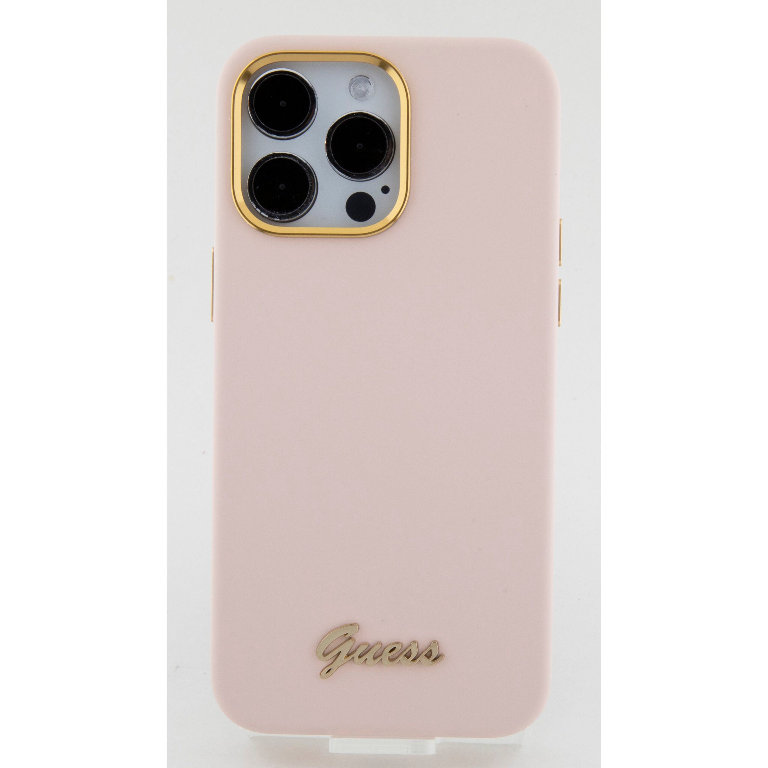 Guess “Vintage Script Gold Logo Collection” Σκληρή Θήκη προστασίας από σιλικόνη – Apple iPhone 15 Pro Max (Ροζ – GUHCP15XSMBSLP)
