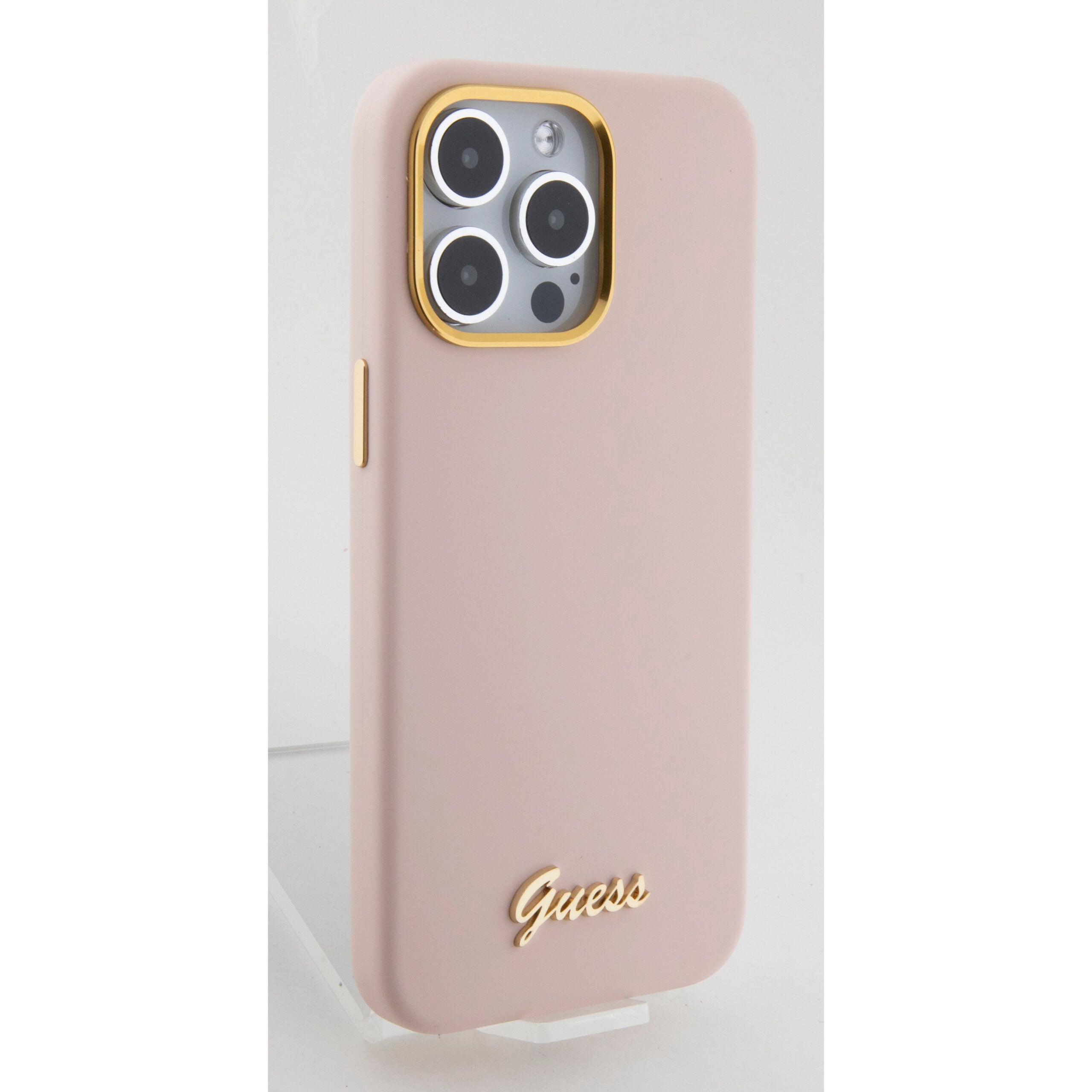 Guess “Vintage Script Gold Logo Collection” Σκληρή Θήκη προστασίας από σιλικόνη – Apple iPhone 15 Pro (Ροζ – GUHCP15LSMBSLP)