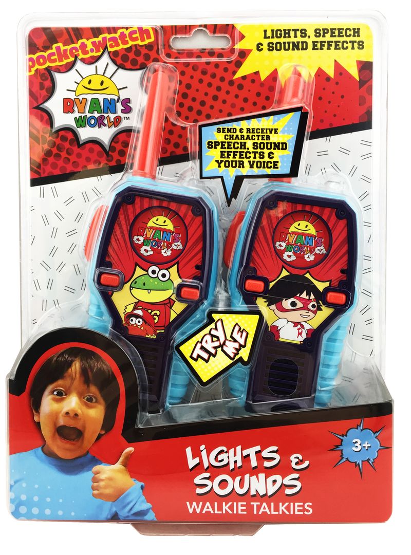 eKids Ryan's World Walkie Talkies για παιδιά & ενήλικες με ενσωματωμένο μεγάφωνο και εμβέλεια 150 μέτρων (RW-212) (Μπλε/Κόκκινο/Θαλασσί)