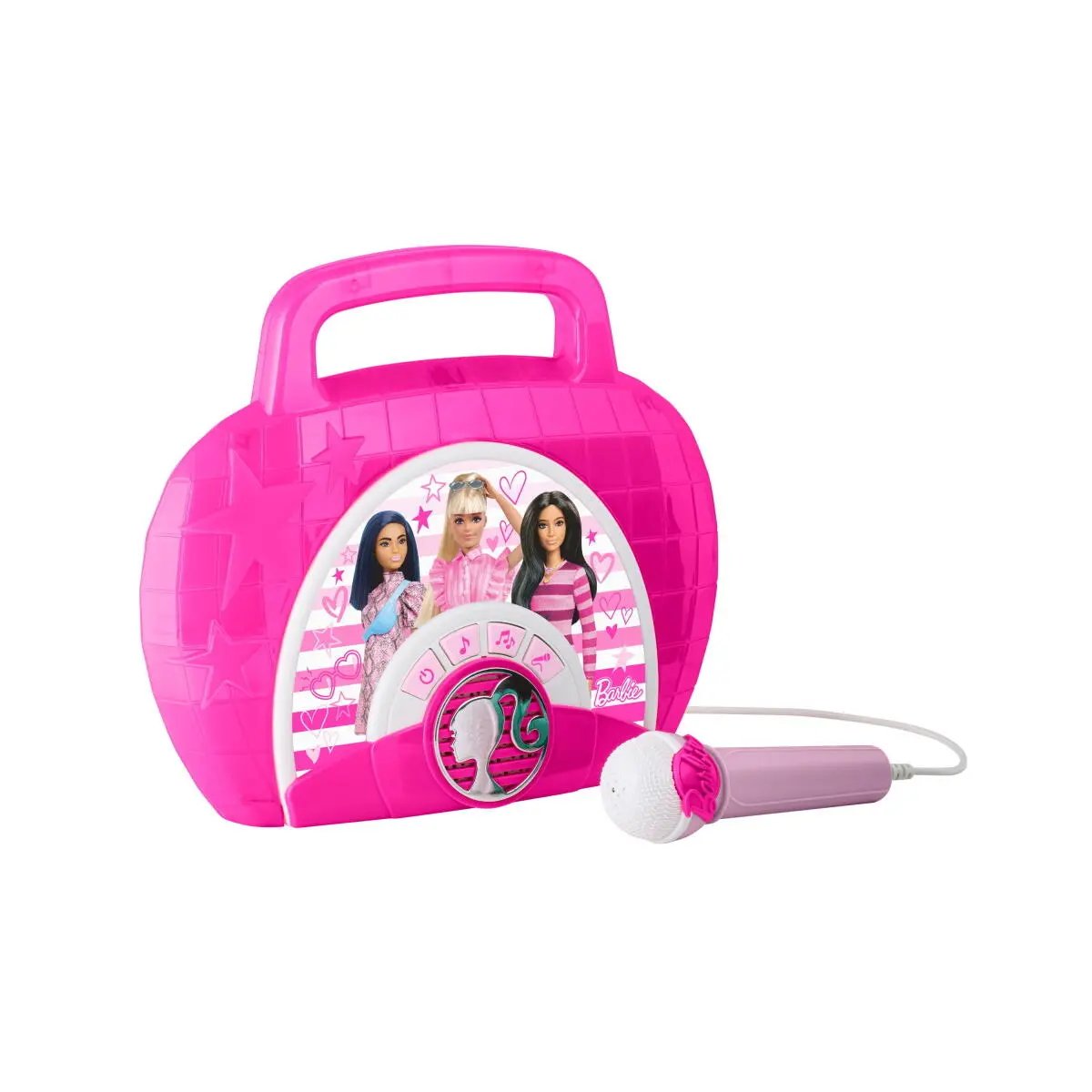 eKids Barbie Boombox Karaoke & Ενσύρματο Μικρόφωνο για παιδιά με ενσωματωμένη μουσική, φωτισμό, Sound Effects (BE-115) (Μωβ/Λευκό) – PhoneBazaar