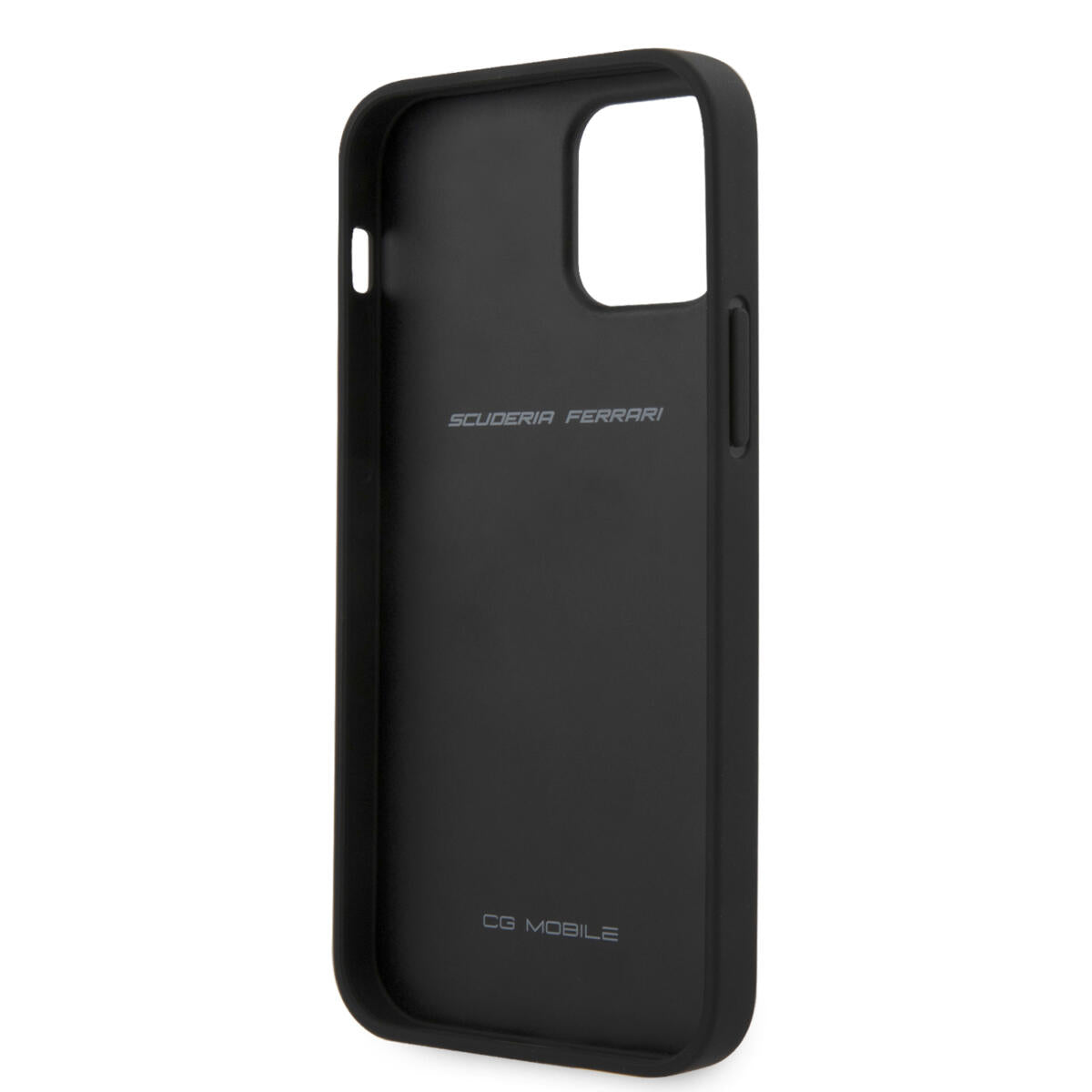 Ferrari "Debossed Stripes & Red Lines" Leather Case Θήκη προστασίας από γνήσιο καπιτονέ δέρμα – iPhone 12 Pro Max (Μαύρη/Quilted Leather)