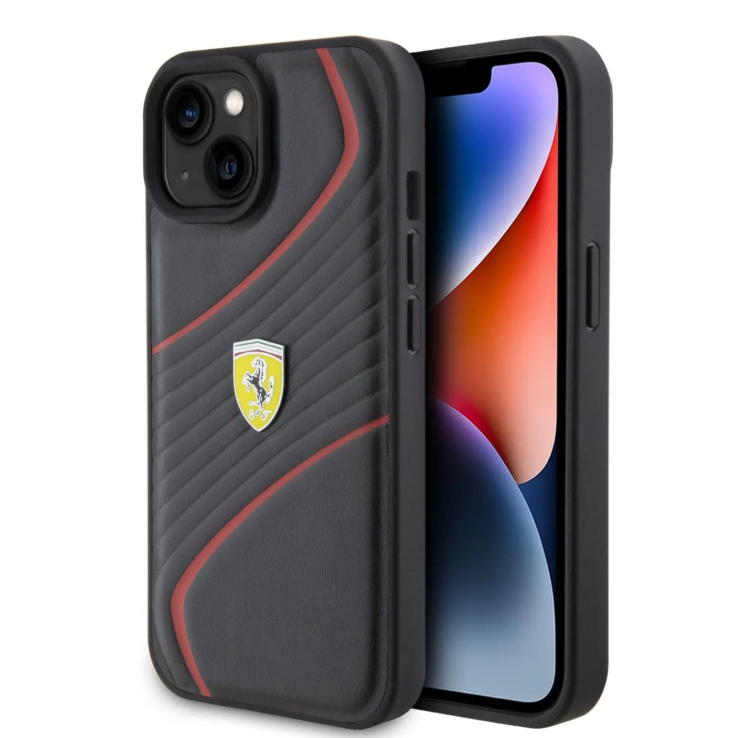 Ferrari Twist Metal Logo Hard Case Θήκη προστασίας από δερματίνη – iPhone 15 (Black – FEHCP15SPTWK) – PhoneBazaar